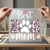 Dog Mom Leopard Pink Mom Dad Ready to Press DTF Transfer for Dtf