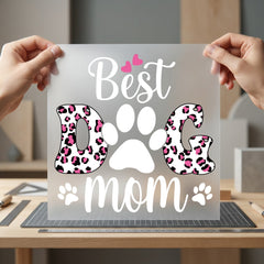 Dog Mom Leopard Pink Mom Dad Ready to Press DTF Transfer for Dtf