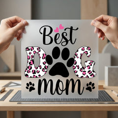 Dog Mom Leopard Pink Mom Dad Ready to Press DTF Transfer for Dtf