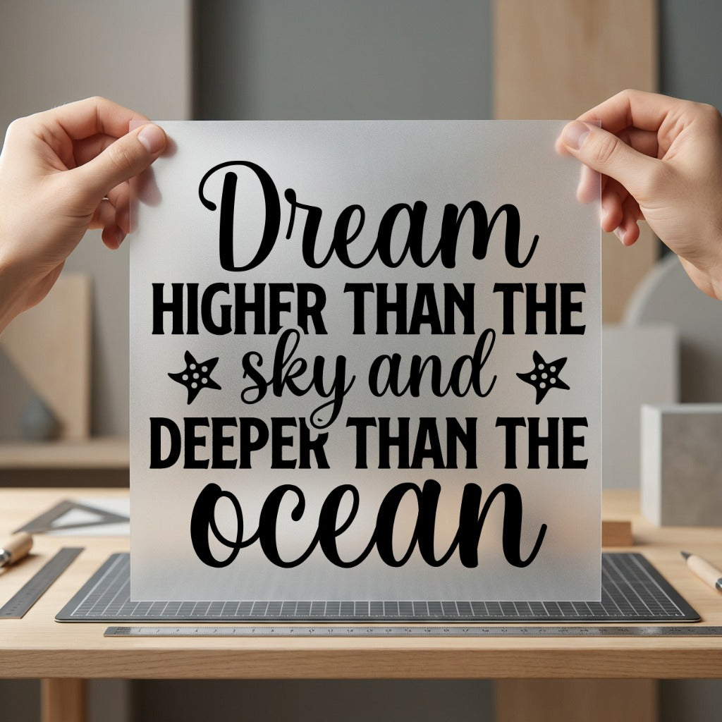 Dream Higher Deeper Inspirational Beach & Ocean Collection Positive Vibes Collection Ready to Press DTF Transfer for Dtf