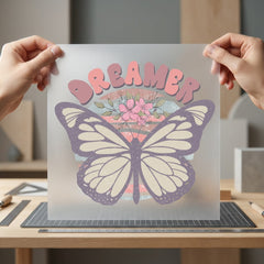 Dreamer Butterfly Retro Boho Vintage Retro Ready to Press DTF Transfer for Dtf