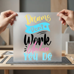 Dreams Don Work Unless Empowerment Collection Growth Mindset Collection Ready to Press DTF Transfer for Dtf