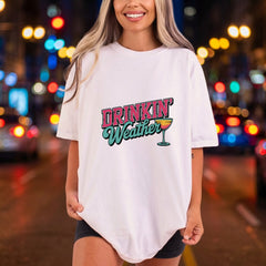 Drinkin Weather Tropical Retro Summer Vintage Ready to Press DTF Transfer for Dtf