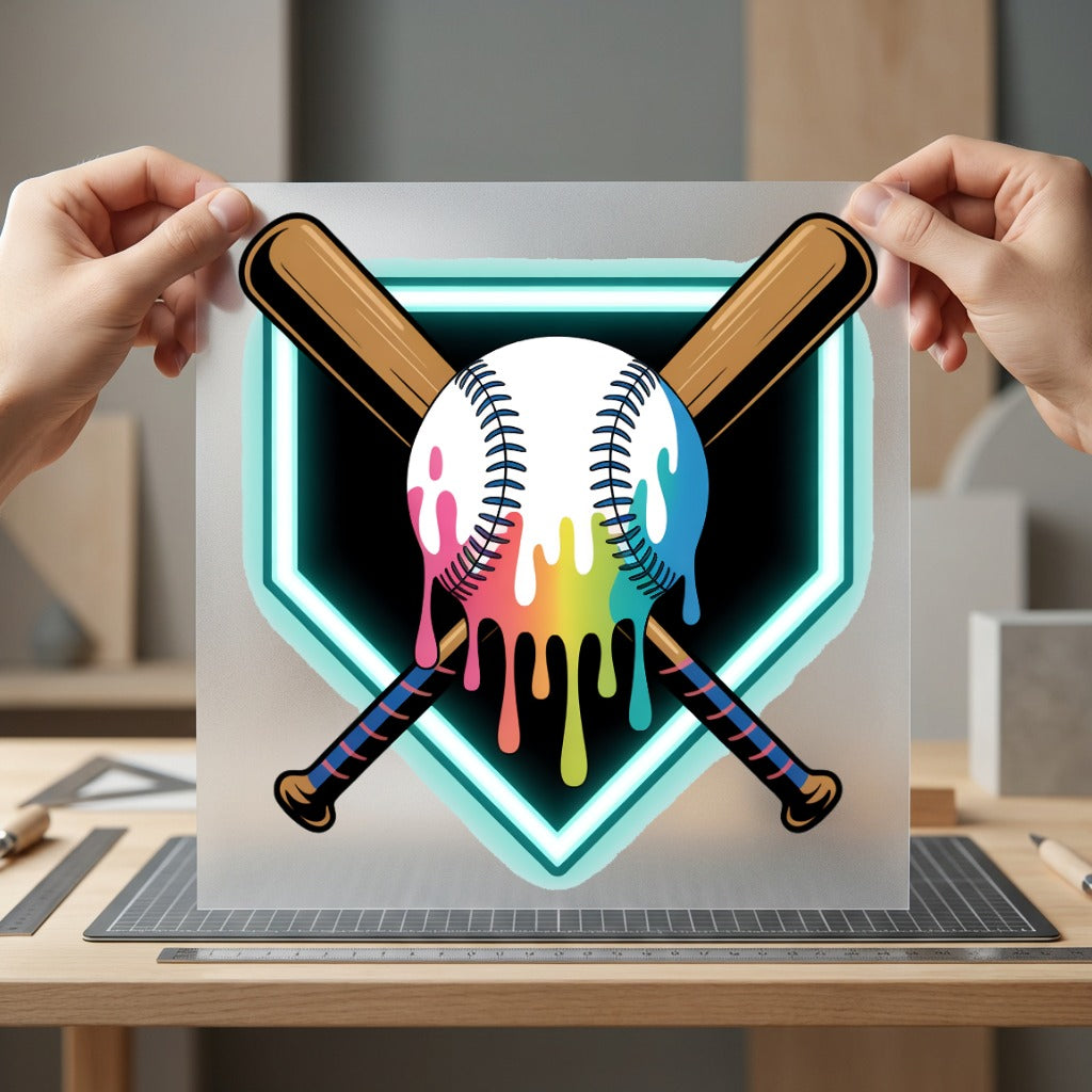 Dripping Rainbow Baseball Sports-themed Mom Fitness Ready to Press DTF Transfer for Dtf
