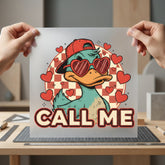 Duck Call Retro Heart Valentine Retro Ready to Press DTF Transfer for Dtf