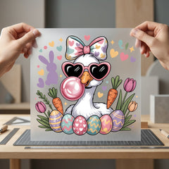 Duck Gumball Easter Pink Easter Spring Ready to Press DTF Transfer for Dtf