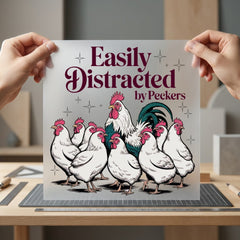 Easily Distracted Peckers Funny Funny Pet Ready to Press DTF Transfer for Dtf