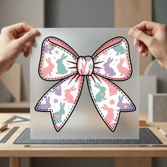 Easter Bunny Bow Pastel Easter Spring Ready to Press DTF Transfer for Dtf
