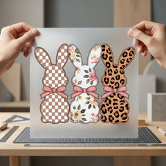 Easter Bunny Pattern Trio Easter Boho Ready to Press DTF Transfer for Dtf