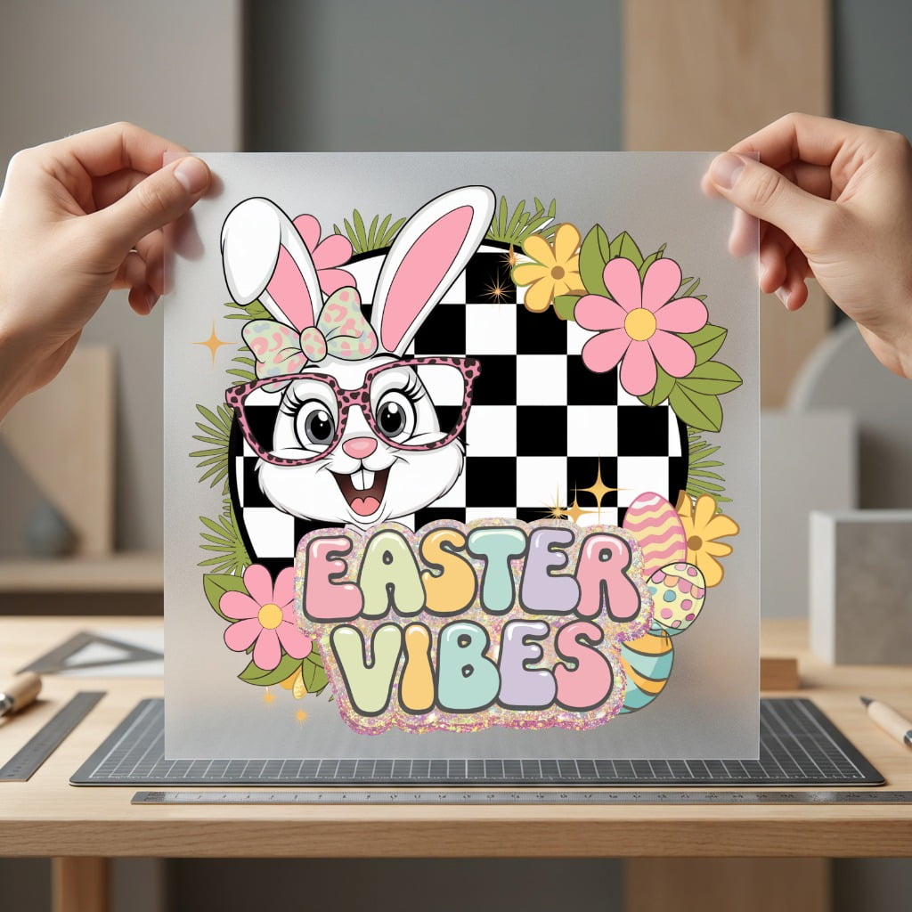 Easter Bunny Vibes Retro Easter Retro Ready to Press DTF Transfer for Dtf