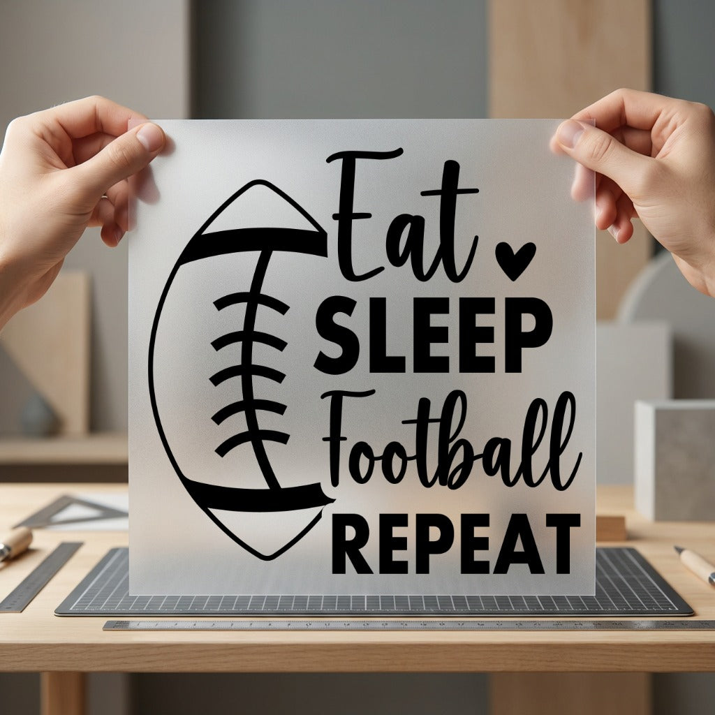 Eat Sleep Football Repeat Retro Fitness Ready to Press DTF Transfer for Dtf