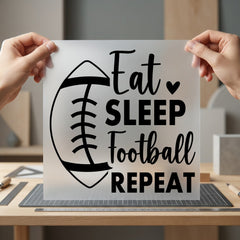 Eat Sleep Football Repeat Retro Fitness Ready to Press DTF Transfer for Dtf