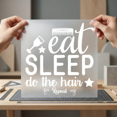 Eat Sleep Hair Repeat Funny Sarcastic Ready to Press DTF Transfer for Dtf