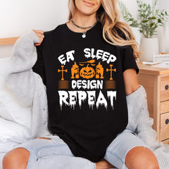 Eat Sleep Repeat Halloween Halloween Vintage Ready to Press DTF Transfer for Dtf