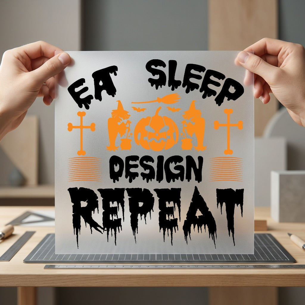 Eat Sleep Repeat Halloween Halloween Vintage Ready to Press DTF Transfer for Dtf