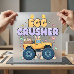 Egg Crusher Monster Truck Easter Funny Ready to Press DTF Transfer for Dtf