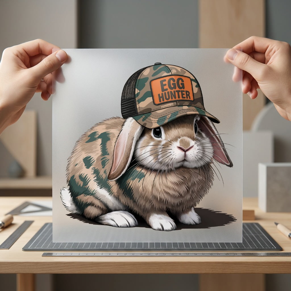 Egg Hunter Bunny Camo Easter Hunting Ready to Press DTF Transfer for Dtf