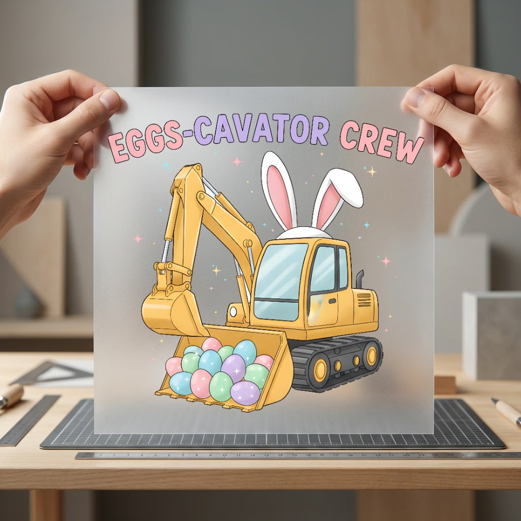 Eggs-cavator Crew Easter Diy Easter Funny Ready to Press DTF Transfer for Dtf