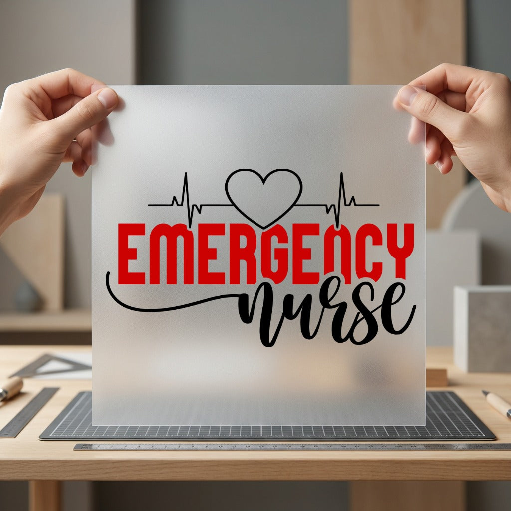 Emergency Nurse Heartbeat Healthcare Nurse Ready to Press DTF Transfer for Dtf