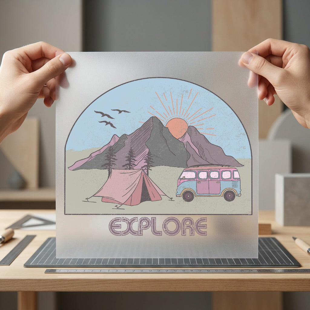Explore Outdoors Van Tent Vintage Retro Ready to Press DTF Transfer for Dtf