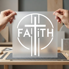 Faith Cross Circle Script Christian Faith Ready to Press DTF Transfer for Dtf