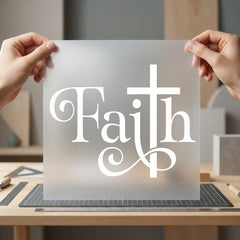 Faith Cross Ornate Script Christian Faith Ready to Press DTF Transfer for Dtf