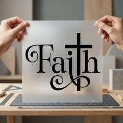 Faith Cross Ornate Script Christian Faith Ready to Press DTF Transfer for Dtf