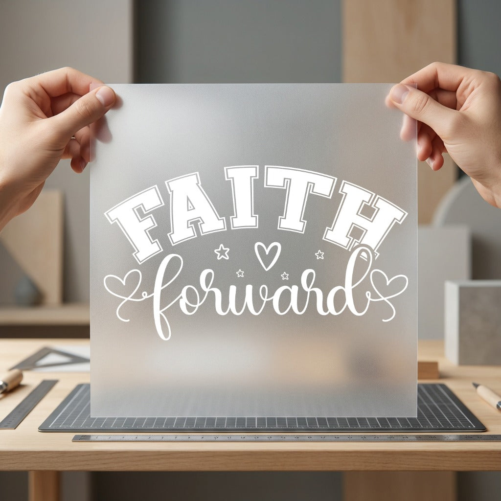 Faith Forward Script Inspirational Christian Faith Ready to Press DTF Transfer for Dtf