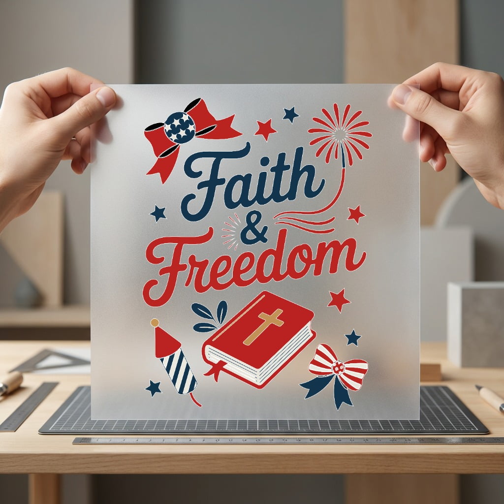 Faith Freedom Patriotic Diy 4th Of July Christian Ready to Press DTF Transfer for Dtf