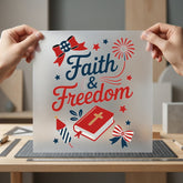 Faith Freedom Patriotic Diy 4th Of July Christian Ready to Press DTF Transfer for Dtf