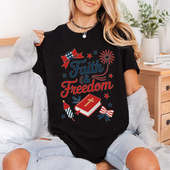 Faith Freedom Patriotic Diy 4th Of July Christian Ready to Press DTF Transfer for Dtf