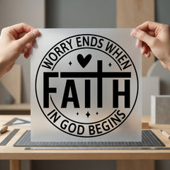 Faith God Begins Christian Christian Faith Ready to Press DTF Transfer for Dtf