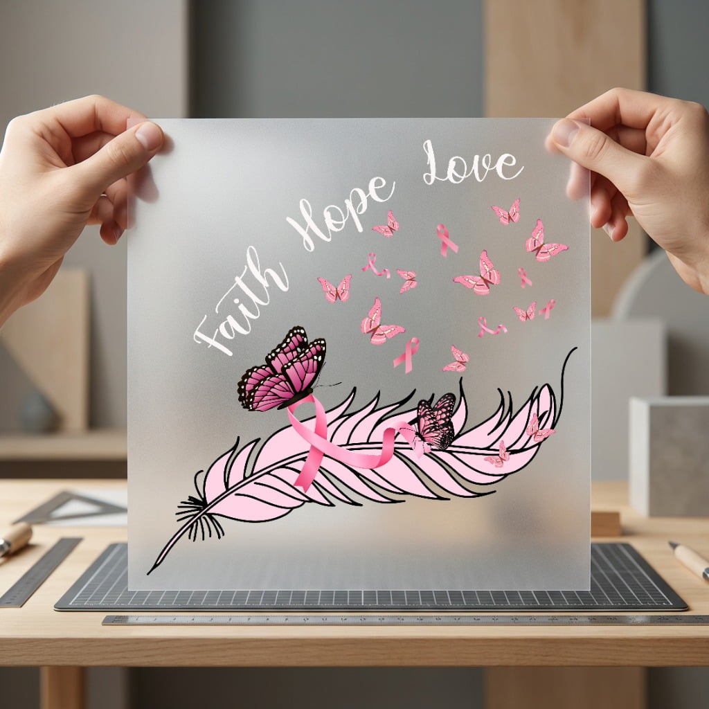 Faith Hope Love Breast Faith Butterfly Ready to Press DTF Transfer for Dtf