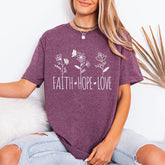 Faith Hope Love | Floral Christian Tee - Luckets.com