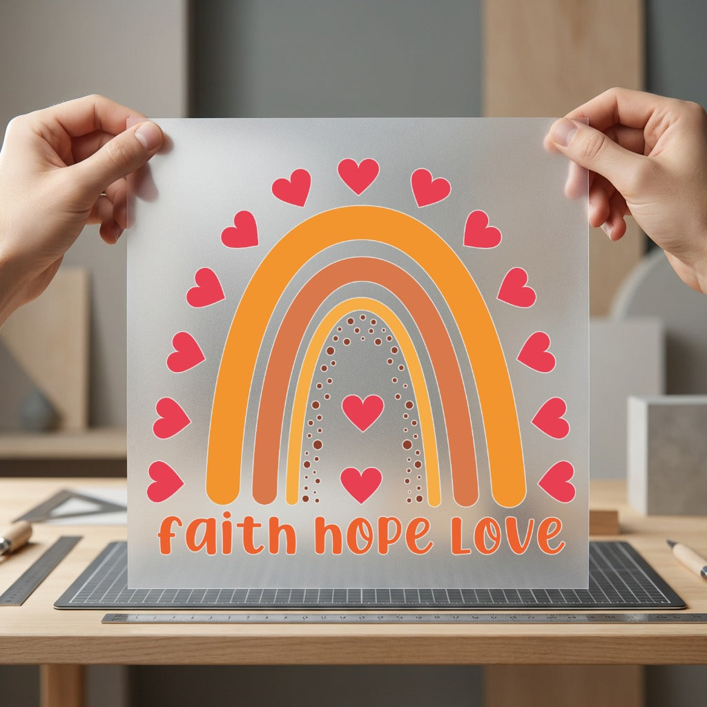 Faith Hope Love Rainbow Christian Faith Ready to Press DTF Transfer for Dtf