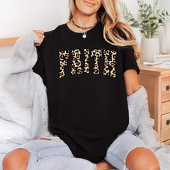 Faith Leopard Letters Distressed Faith Vintage Ready to Press DTF Transfer for Dtf