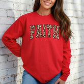 Faith | Leopard Print Script Sweatshirt - Luckets.com