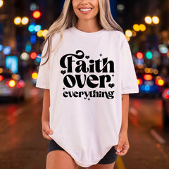 Faith Over Everything Retro Christian Faith Ready to Press DTF Transfer for Dtf