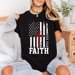 Faith Over Fear American Christian Faith Ready to Press DTF Transfer for Dtf