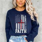 Faith Over Fear | American Flag Cross Sweatshirt - Luckets.com