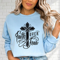 Faith Over Fear | Bold Cross & Script Sweatshirt - Luckets.com