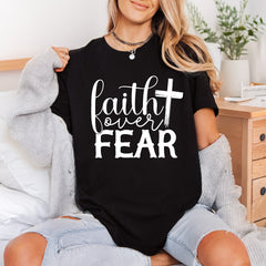 Faith Over Fear Cross Christian Faith Ready to Press DTF Transfer for Dtf