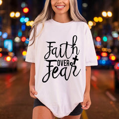 Faith Over Fear Cross Christian Faith Ready to Press DTF Transfer for Dtf