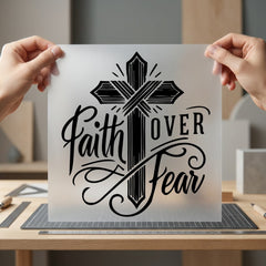 Faith Over Fear Cross Christian Faith Ready to Press DTF Transfer for Dtf