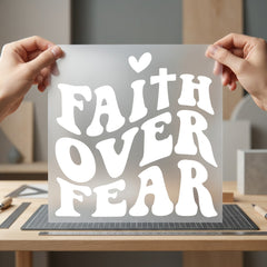 Faith Over Fear Heart Christian Faith Ready to Press DTF Transfer for Dtf