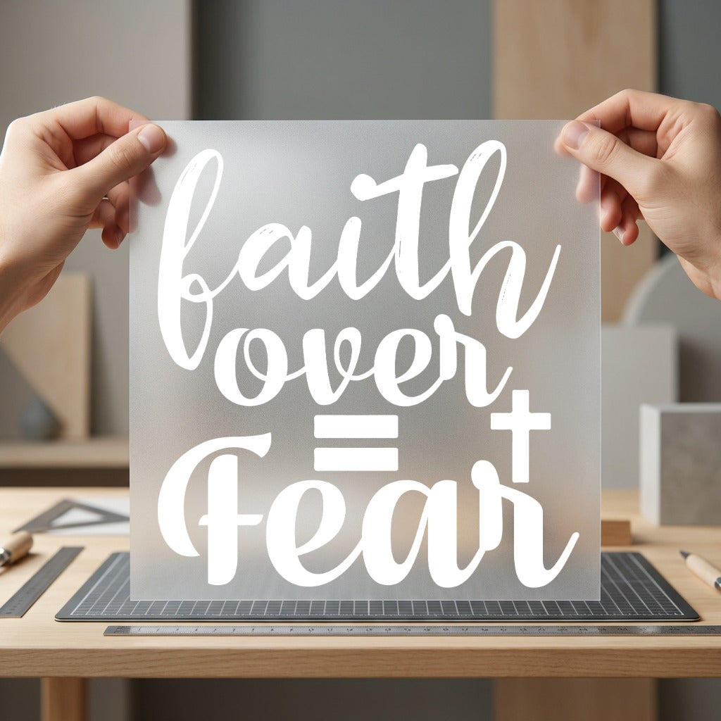 Faith Over Fear Script Christian Faith Ready to Press DTF Transfer for Dtf