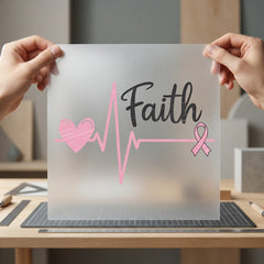Faith Pink Ribbon Heart Faith Blessed Ready to Press DTF Transfer for Dtf