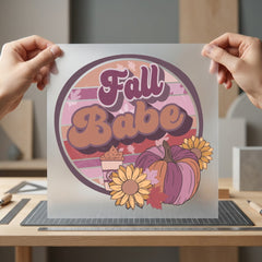 Fall Babe Retro Autumn Fall Autumn Ready to Press DTF Transfer for Dtf