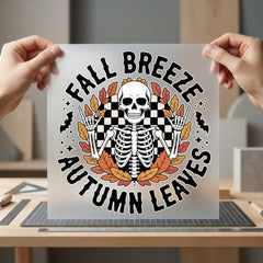 Fall Breeze Autumn Leaves Halloween Fall Ready to Press DTF Transfer for Dtf