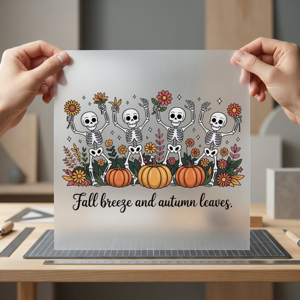 Fall Breeze Skeleton Dance Halloween Ready to Press DTF Transfer for Dtf